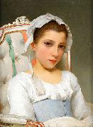 Hugo Salmson Ung fransk flicka sittande i Louis XVI France oil painting artist